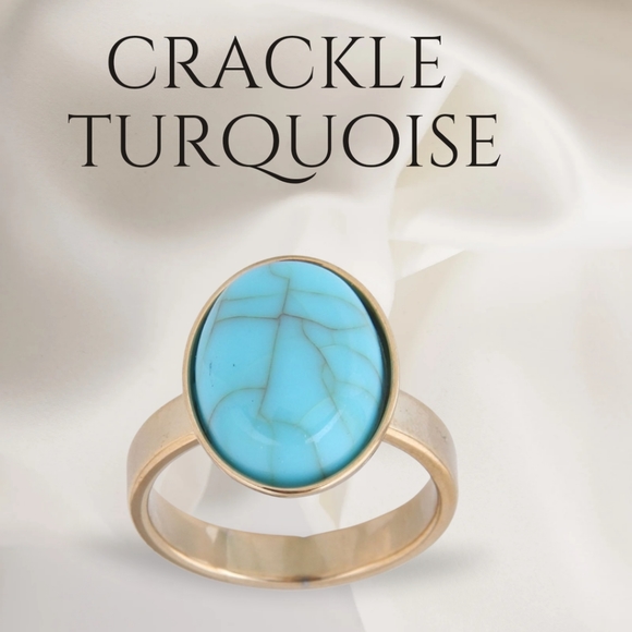 autumnsmoonshop Jewelry - Stainless Crackle Turquoise Trendy Ring